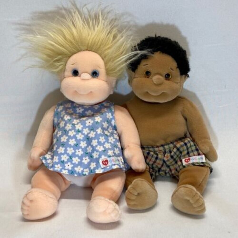 Ty Beanie Kids Angel & Rascal 10" Plush Dolls Set w/o Hang Tags 1999 Vintage EUC